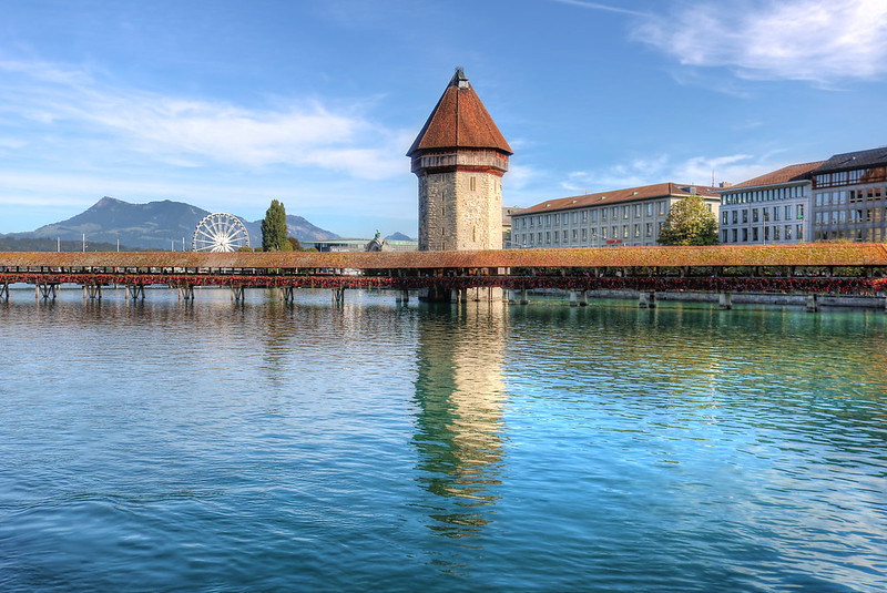 Chapel Bridge (Kapellbrücke) and Water Tower Lucerne Switzerland